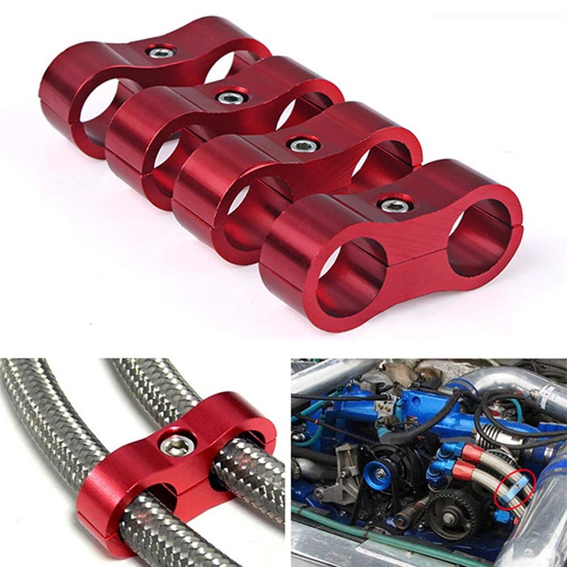 RASTP 8AN Hose Separator Clamp Aluminum Fuel Line Mounting Clamp Divider Hose Fitting Adapter Fit for 1/2 Fuel Line, Oil Line, Brake Line, Water Pipe and Gas Line,Red,4pcs - Image 5